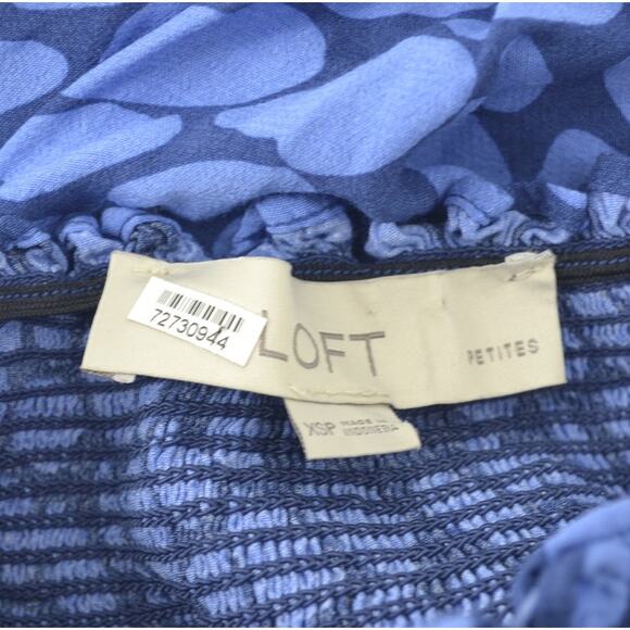 Loft Petite Women Blue Dress XSP Petites Cheetah Print Spot - Picture 3 of 13